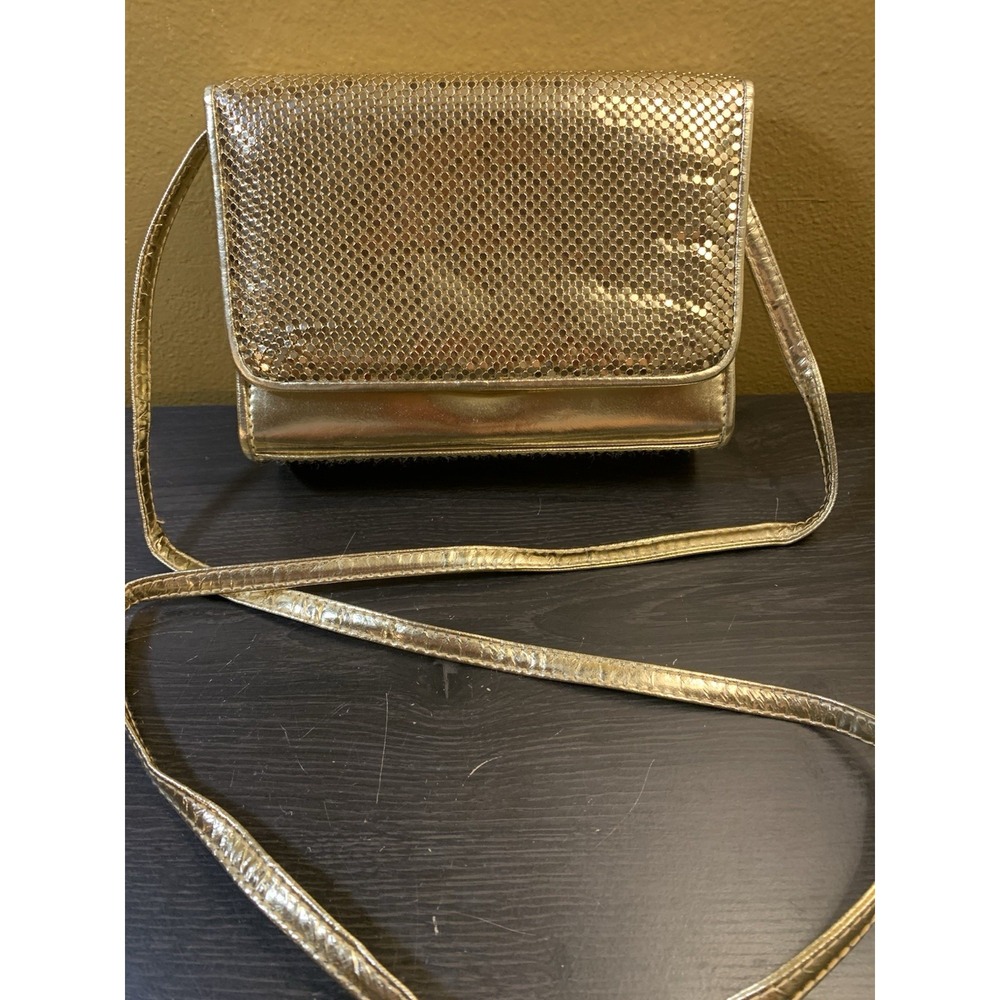 Vintage‎ Whiting And Davis Gold Mesh Purse Crossbody Bag Clutch Prom Hollywood